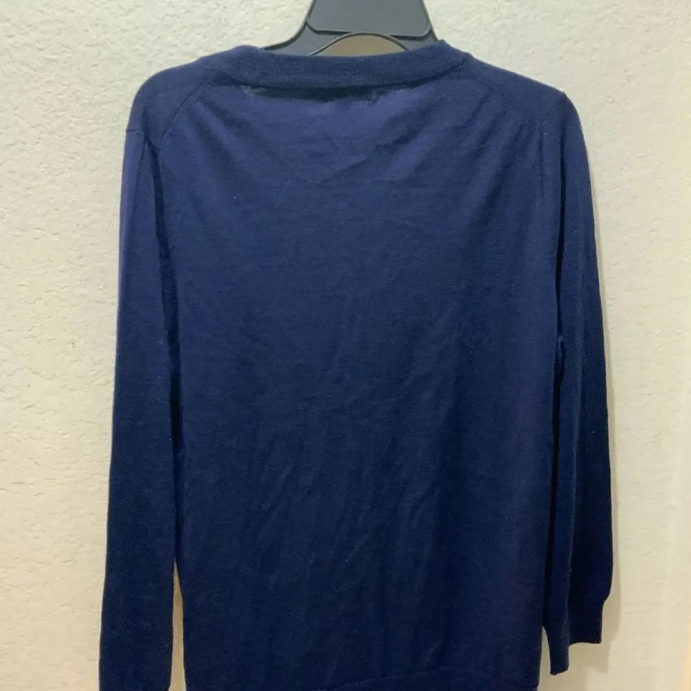 J. Crew womens Blue Merino Wool Crewneck Sweater Side Slits size Small